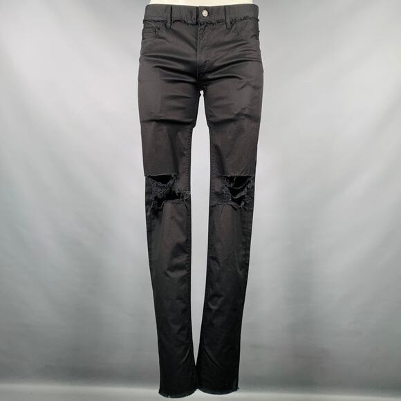 CHRISTIAN DADA Size 36 Black Distressed Cotton Zip Jeans - Picture 1 of 6